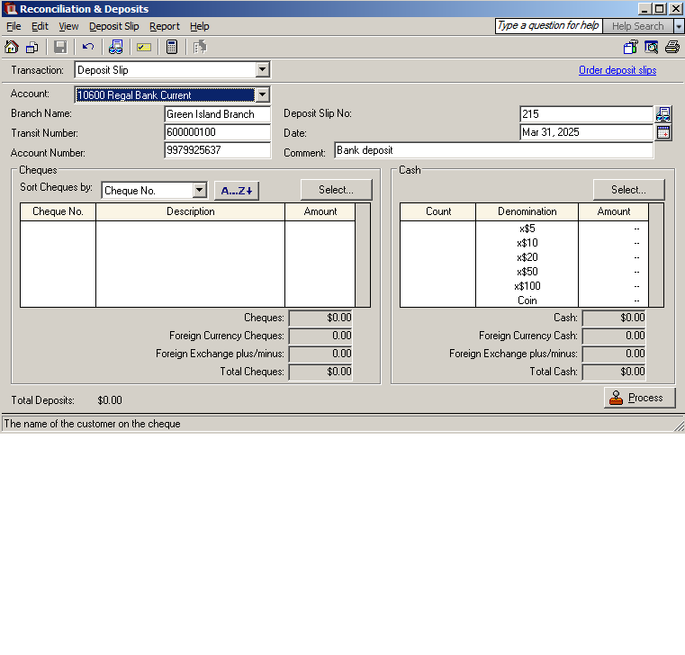 reconciliation and deposits | Simply Accounting Tutorial